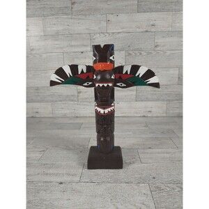Authentic Alaska Craft Totem Pole Vintage Ketchikan Carved Wood 8.5"